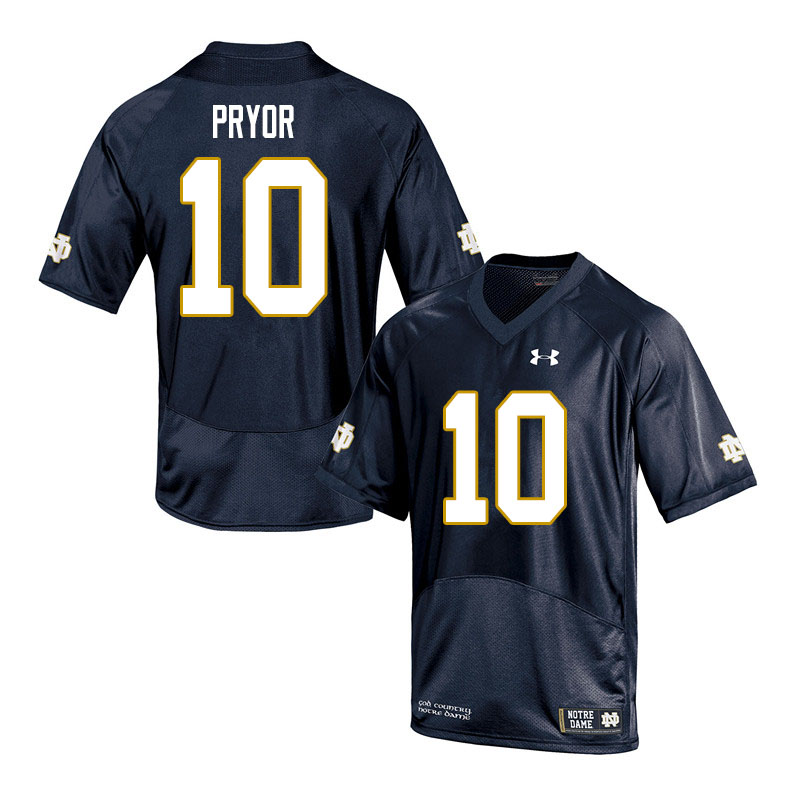 Men's NCAA Notre Dame Fighting Irish #10 Isaiah Pryor Stitched College Under Armour Authentic Navy Football Jersey TS10P80JC